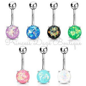 Silver Opal Belly Button‎ Rings